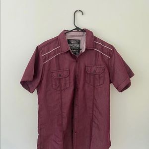 Mens Red button front collard shirt